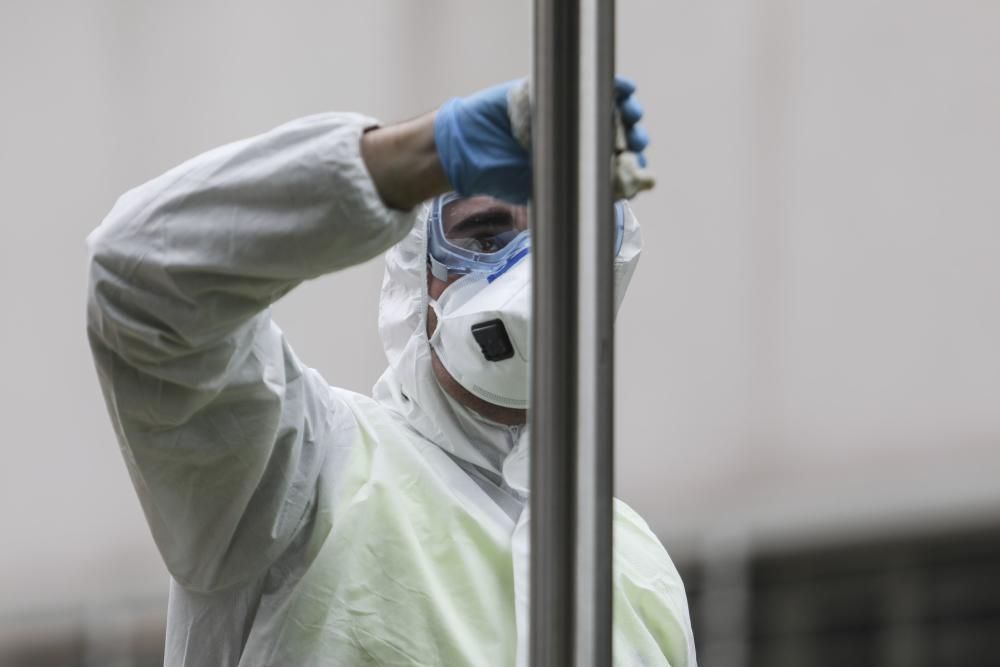 Coronavirus en Asturias: La UME, en Gijón