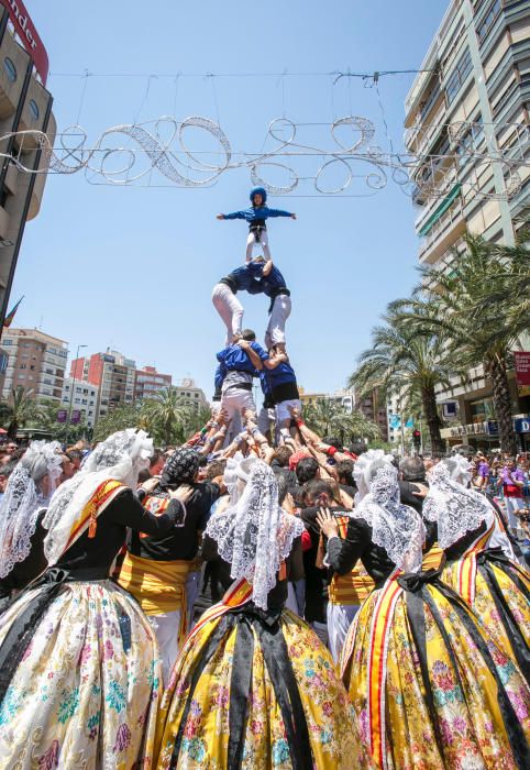Las torres humanas construídas esta mañana en Alicante han logrado sorprender al público y crear un ambiente tradicional.