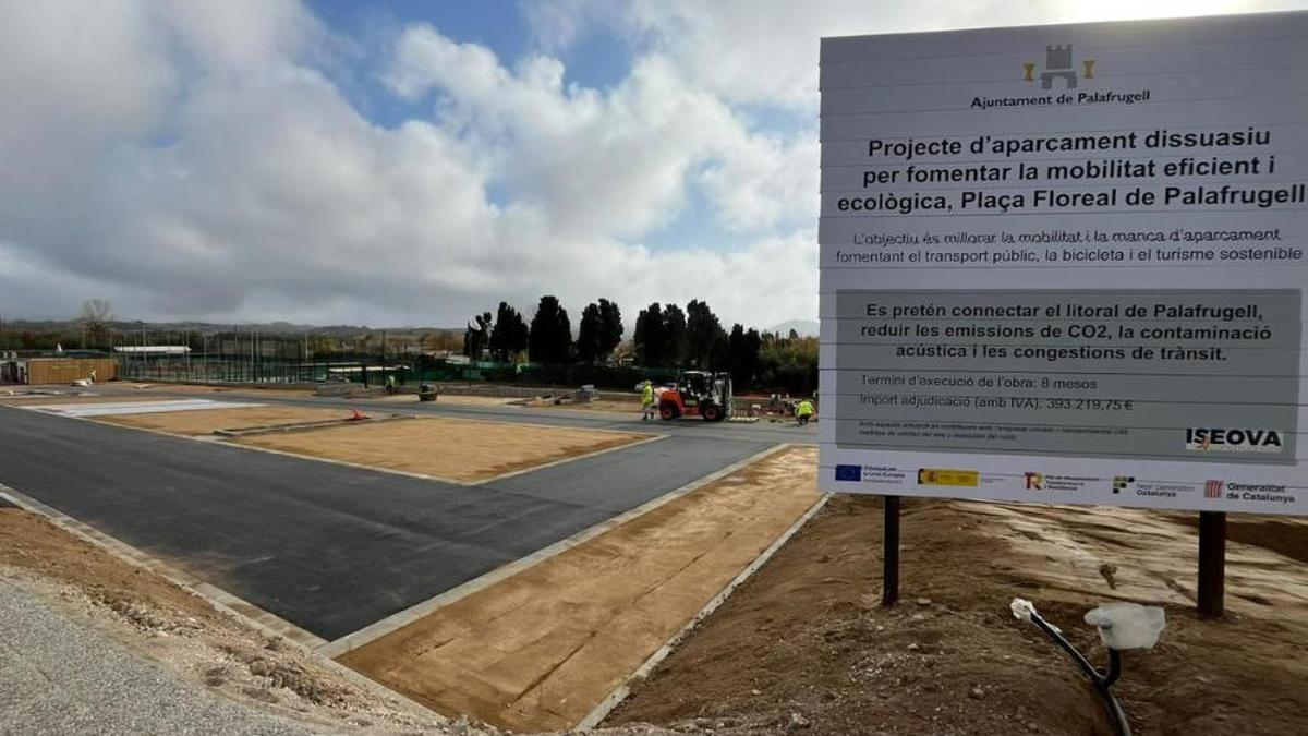 Les obres al nou aparcament de Palafrugell.