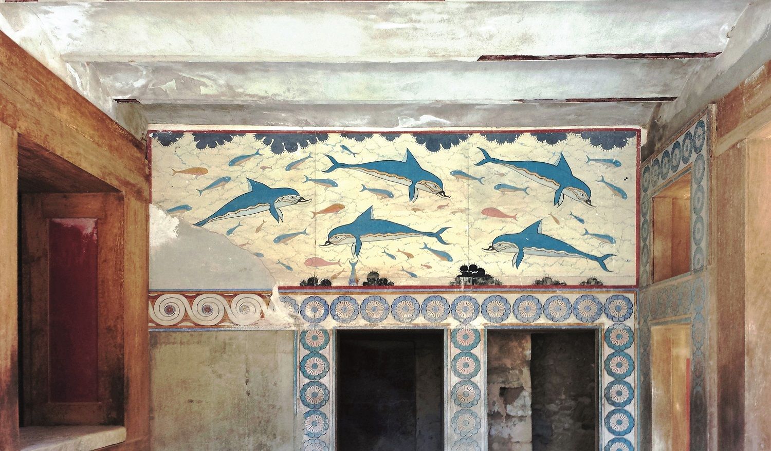 Fresco de los Delfines en el Palacio de Cnosos.