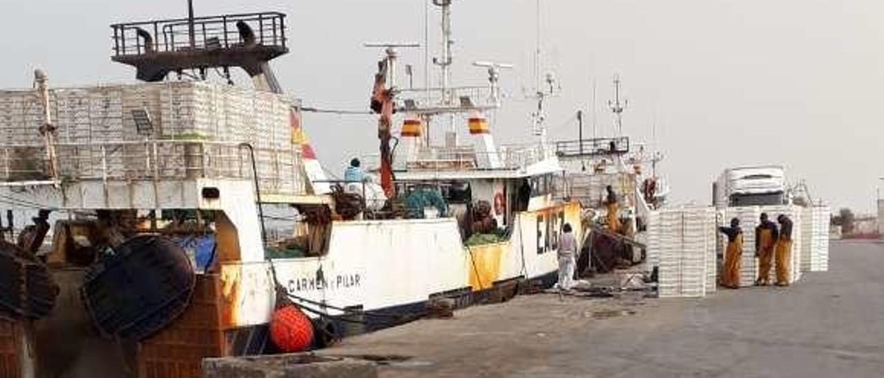 El &quot;Carmen e Pilar&quot;, descargando en Mauritania este año. // FdV