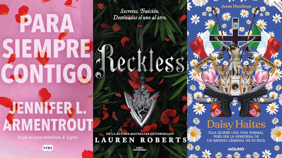 Las portadas de las novelas de 'Para siempre contigo', 'Reckless' y 'Daisy Haites'