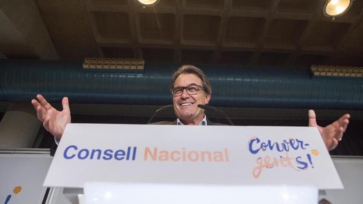 El presidente de la Generalitat, Artur Mas, este jueves, 30 de julio, en el consejo nacional de CDC.