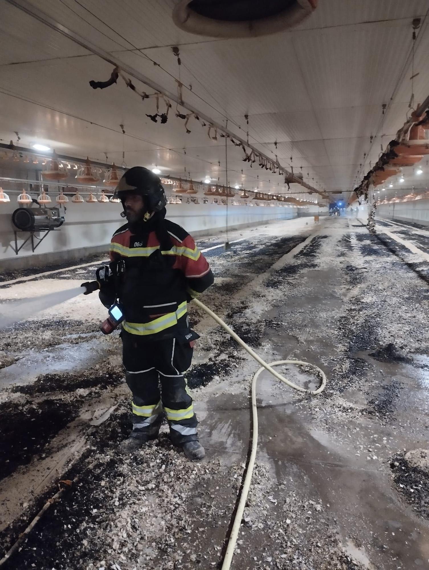 GALERÍA | Incendio en una nave de pollos en Coomonte de la Vega