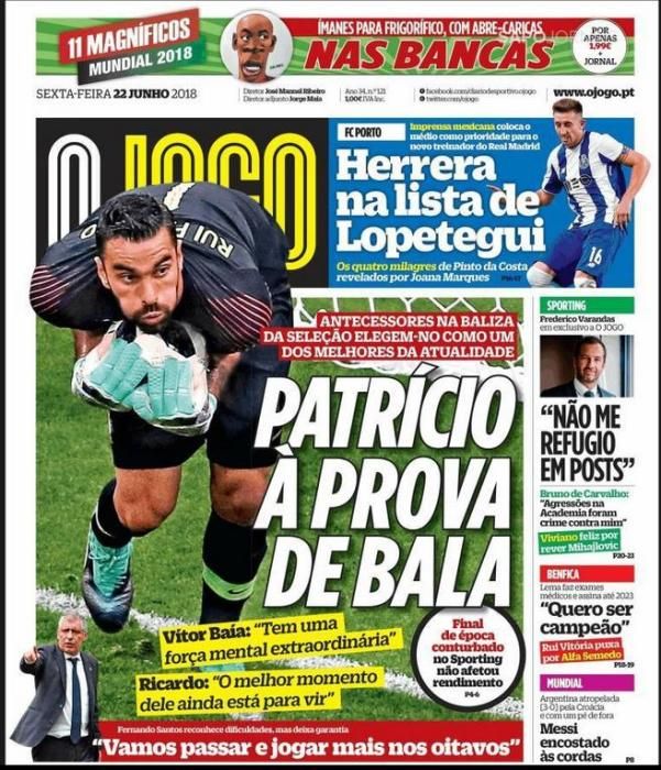 Portada O JOGO viernes 22 de junio de 2018