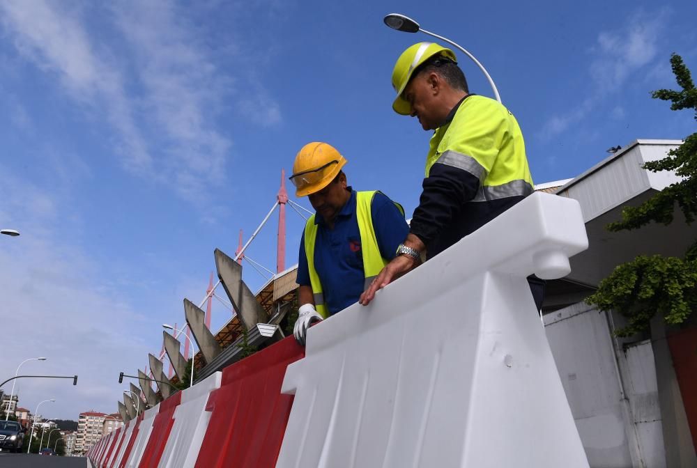 Cortes de tráfico por obras del estadio de Riazor