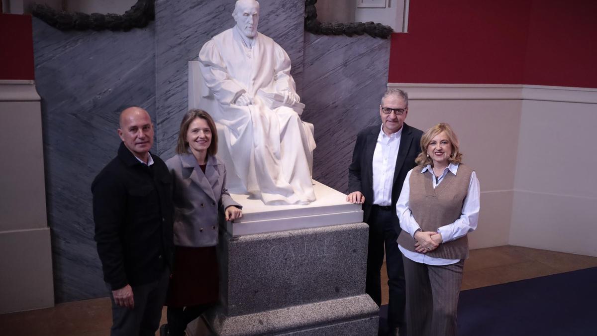 Cánovas, Garatachea, Soriano, Bolea en el Paraninfo de la Universidad de Zaragoza, este viernes.