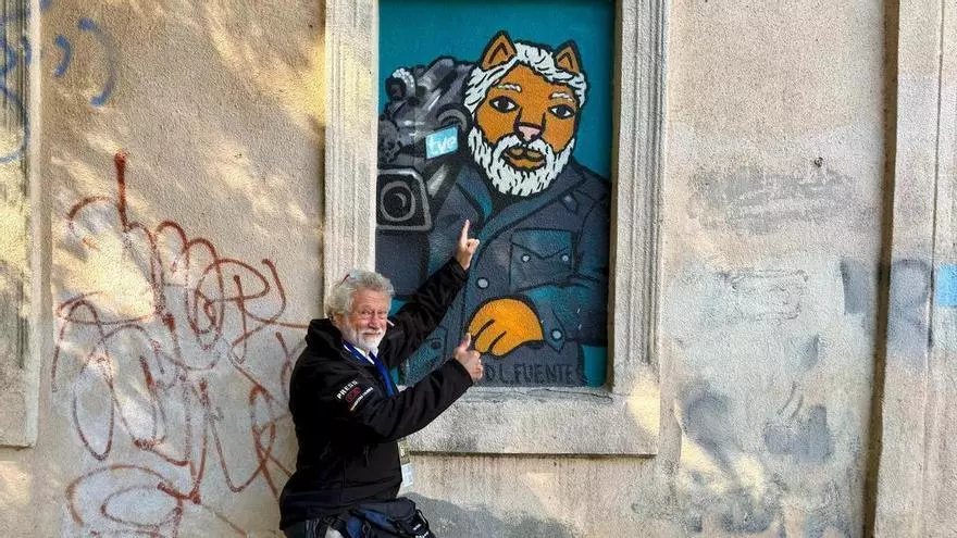 El reportero de TVE Miguel de la Fuente cuenta con un mural en la ciudad de Odessa
