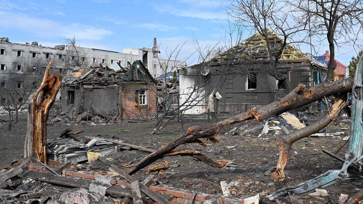 Edificios bombardeados en la ciudad de Kharkhiv, Ucrania, por el ejército ruso.