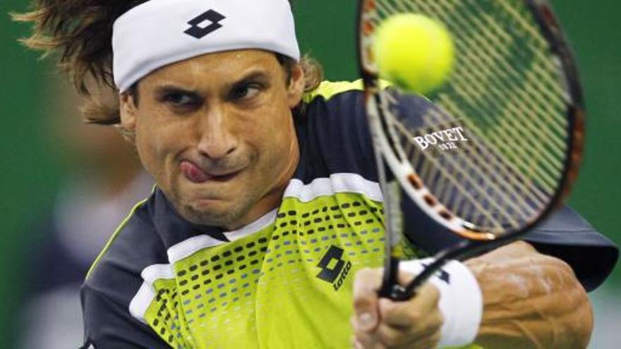 David Ferrer, en un trance del partido ante López.