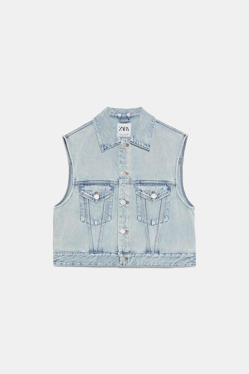 Chaleco denim personalizable de Zara (por delante)