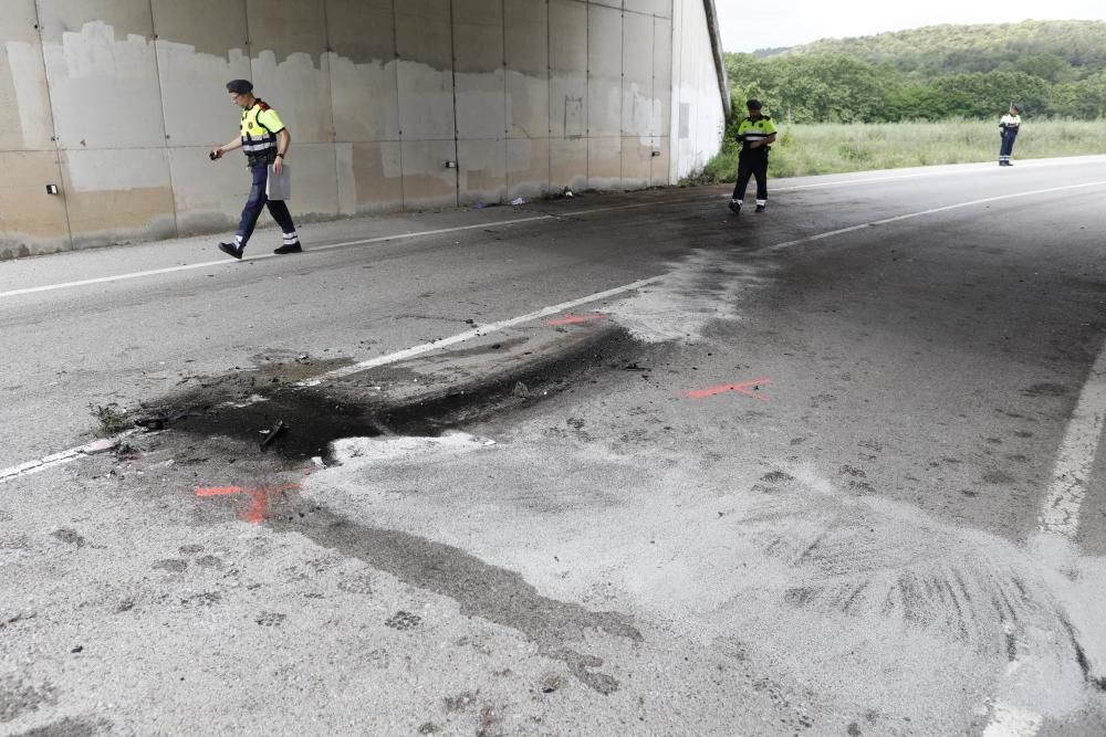 Accident de trànsit a l'N-II a Sant Julià de Ramis