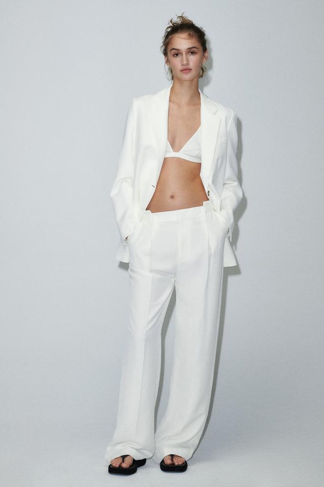 Pantalon full length blanco de Zara