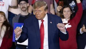 Former US President Donald J. Trump holds a campaign rally