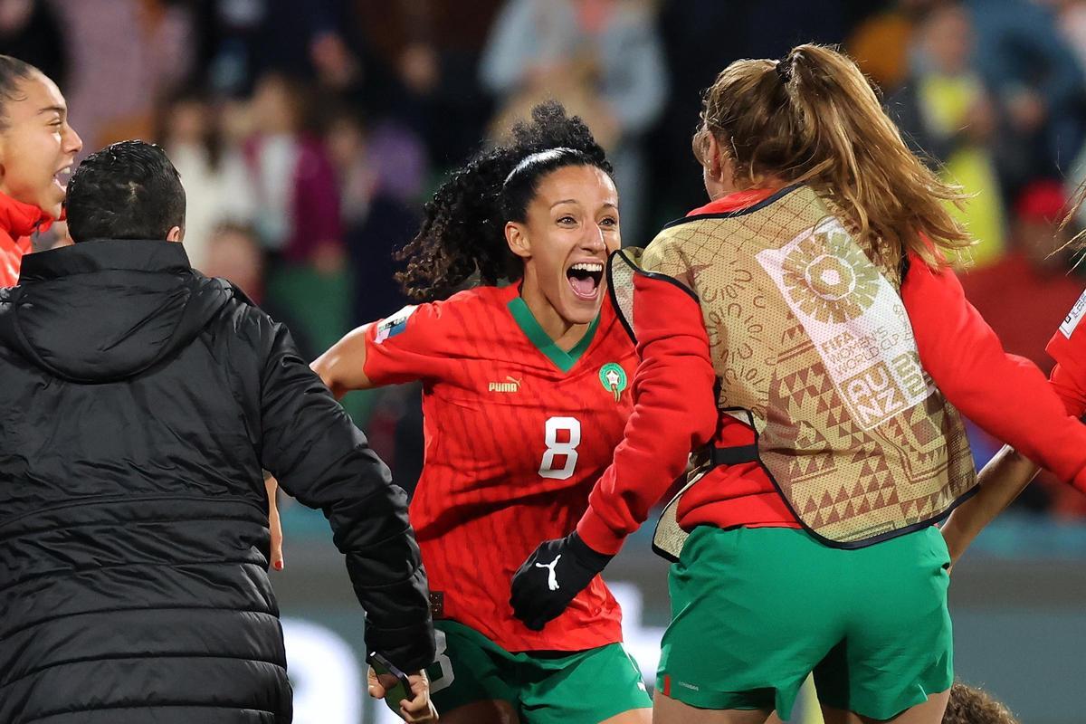Marruecos celebra el pase a octavos del Mundial femenino. Marruecos celebra el pase a octavos del Mundial femenino.