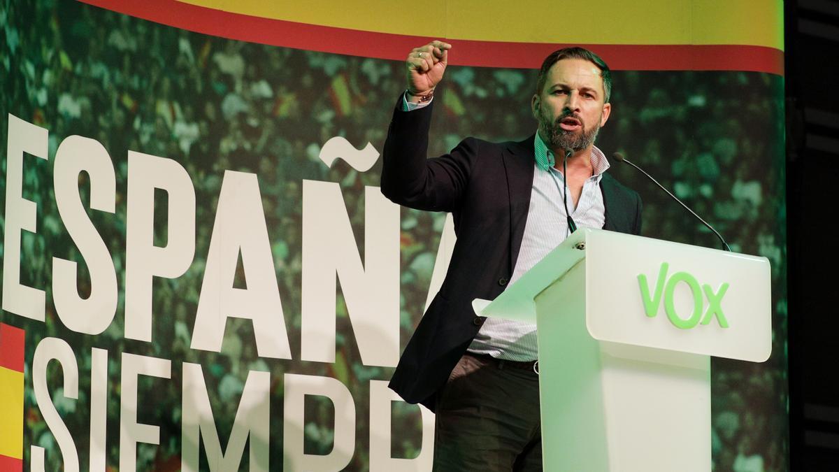 Santiago Abascal, en un mitin en València en 2019