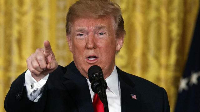 Trump, este lunes, durante la rueda de prensa que ha ofrecido en la casa Blanca para hablar de la nueva "fuerza espacial" para militarizar el espacio