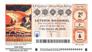 Boleto de la Lotería Nacional del 7 de marzo de 2026