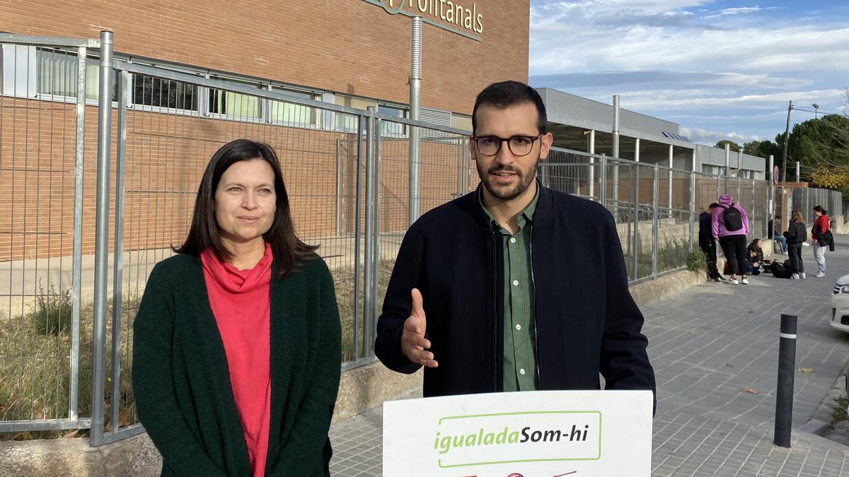 La regidora Irene Gil amb Jordi Cuadras, portaveu d&#039;Igualada Som-hi a la capital de l&#039;Anoia