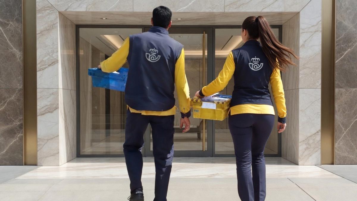 Dos trabajadores de Correos en una imagen de archivo.