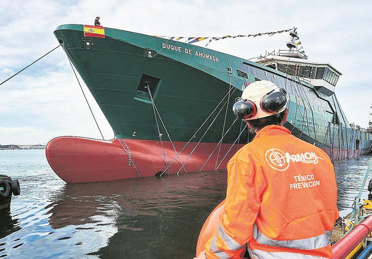 Botadura en el astillero Armón Vigo de la patrullera de vigilancia de altura de la Guardia Civil “ Duque de Ahumada ”.