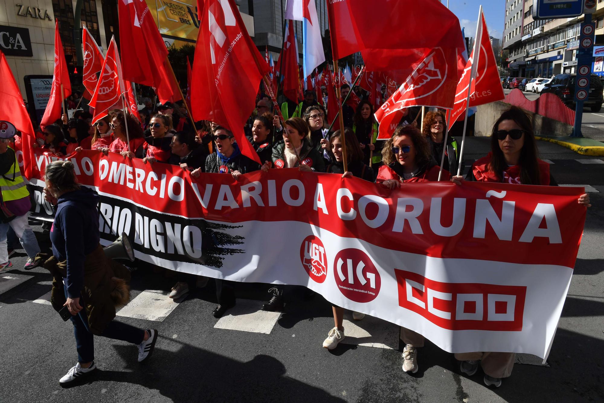 Manifestación de trabajadores del comercio en A Coruña