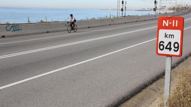 La carretera N-II en Mataró.