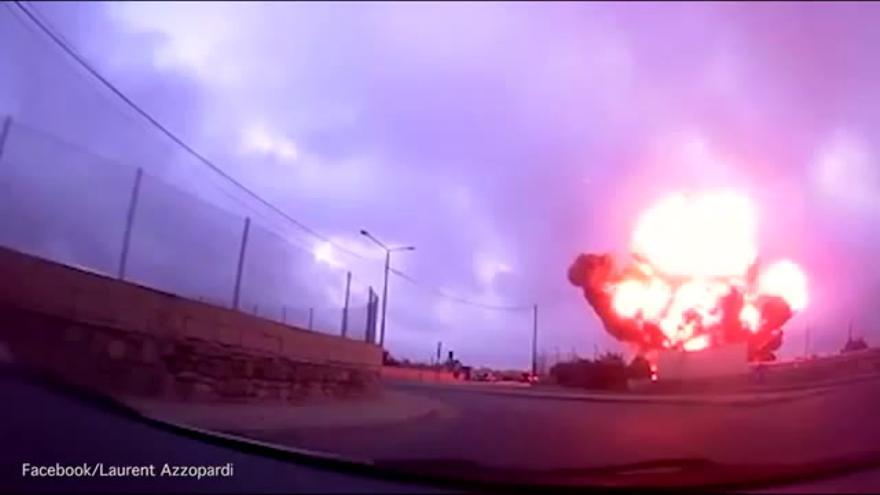 Momento del grave accidente aéreo en Malta