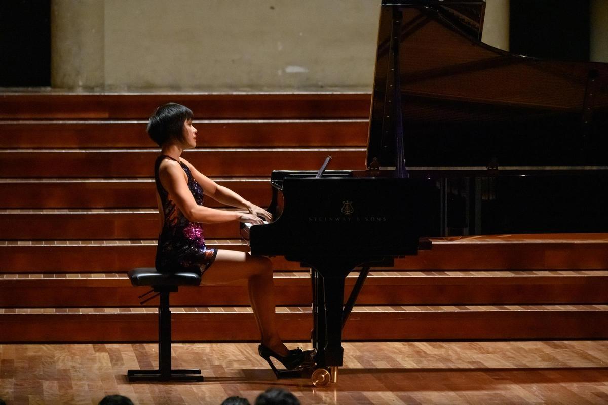 La pianista china Yuja Wang en el Palau, anoche.