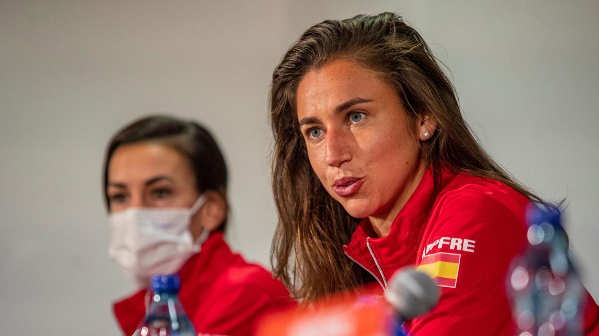 Sara Sorribes, en la rueda de prensa oficial previa al debut del lunes