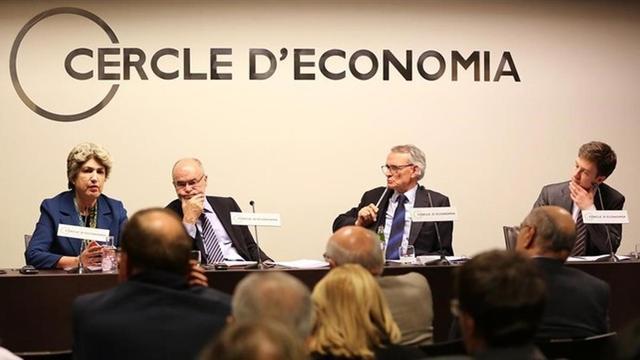 Coloquio en el Cercle de Economia sobre el euro, con la intervención de Maria Joao Rodrigues, Antoni Castells, Anton Costas y Jorg Haas.