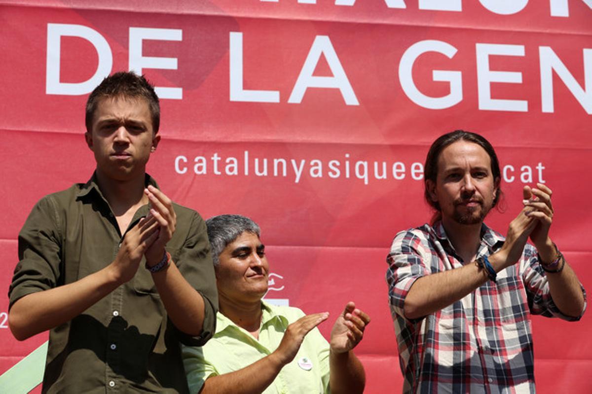 Pablo Iglesias i Íñigo Errejón, al Carmel, el 13 de setembre.