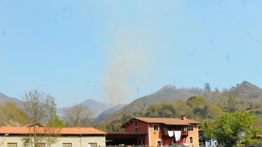 La columna de humo que se observa desde Benia de Onís.