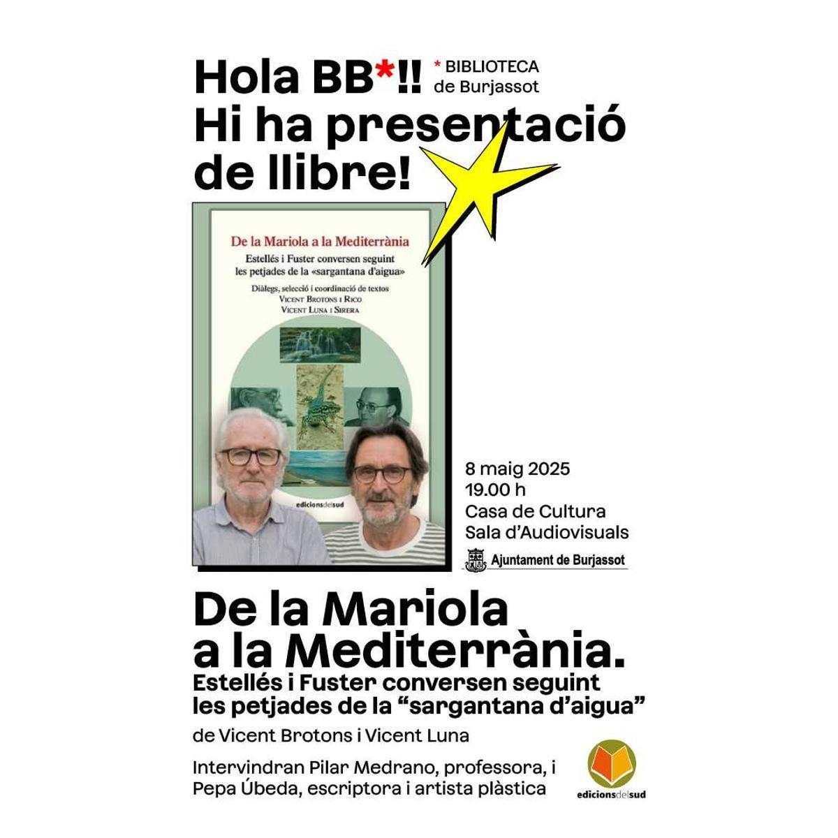 Promoción de la presentación del libro en la Biblioteca de Burjassot.