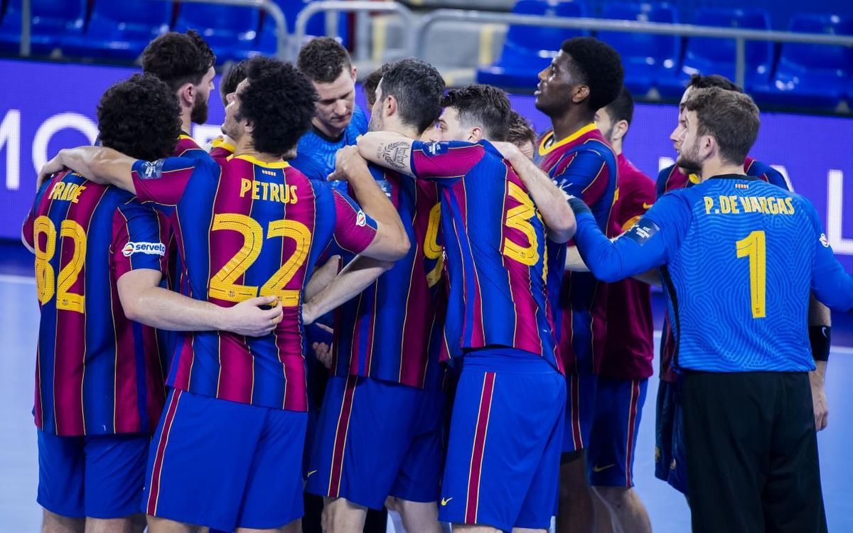 Los azulgranas celebran la victoria ante el Nantes en semifinales.