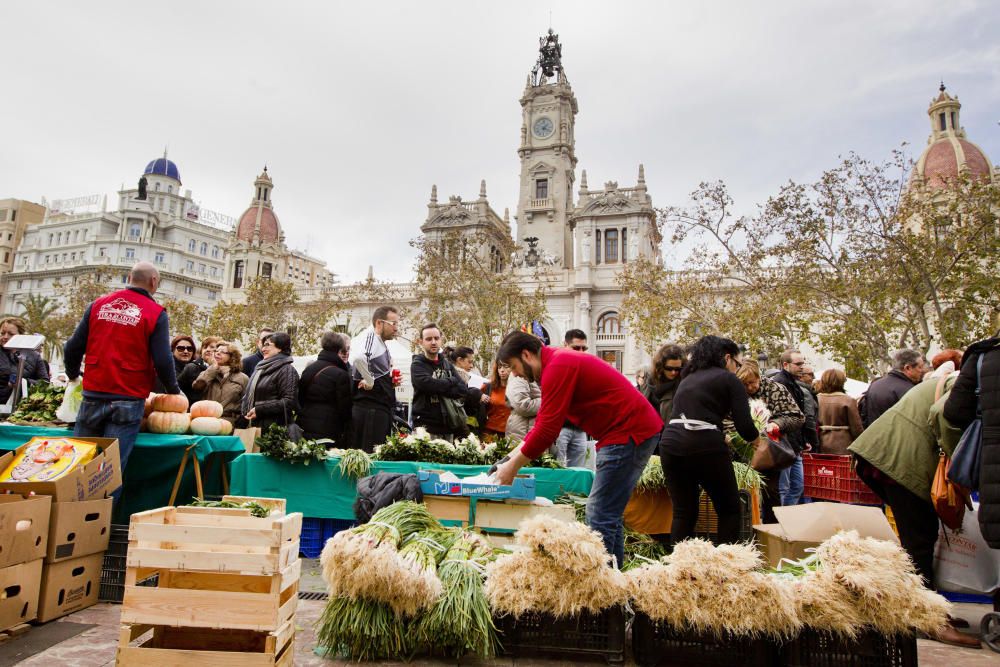 Mercado ecológico en la plaza del Ayuntamiento de Valencia