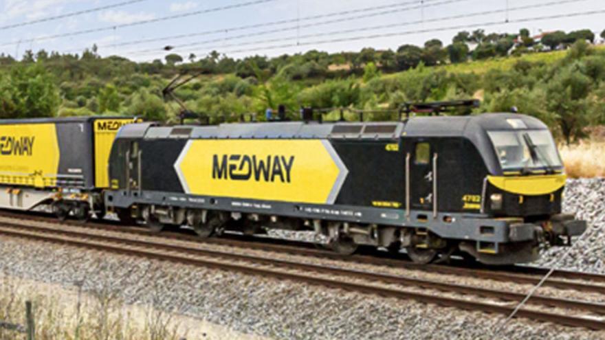 Un tren de mercancías de Medway como el 
que unirá Oporto y Zaragoza.   | // MEDWAY