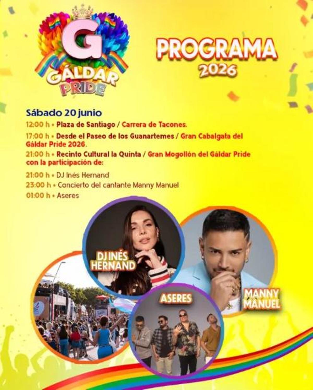 Gáldar Pride 2026 programación del sábado.
