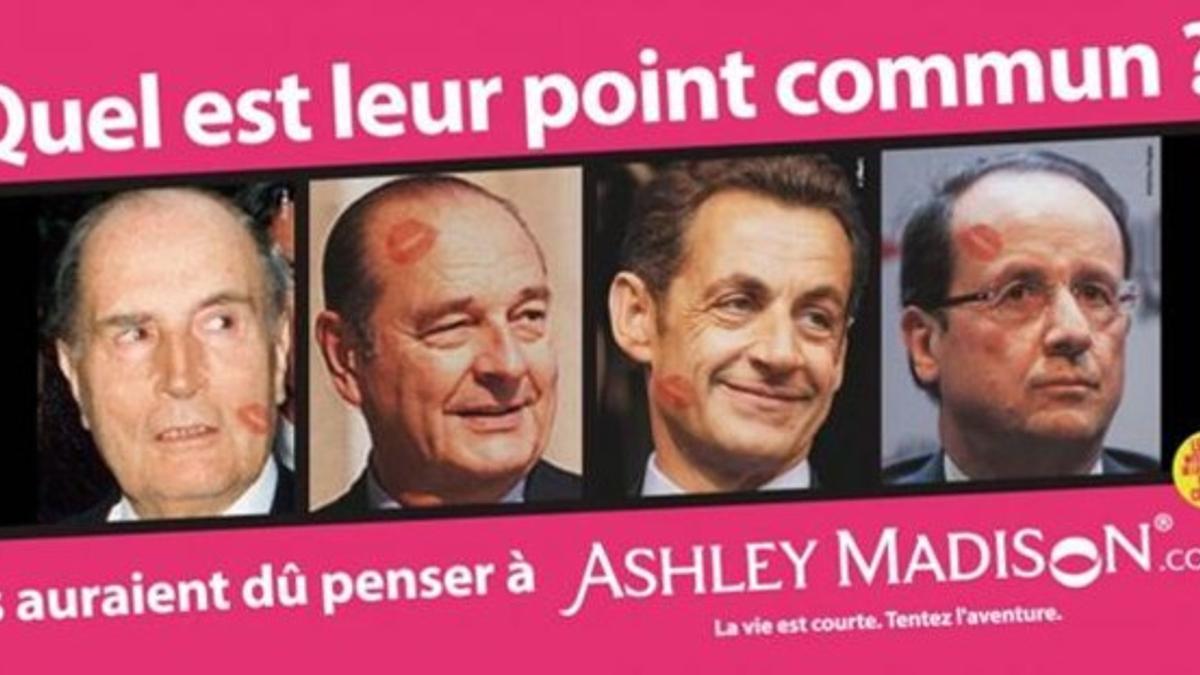 Cartel publicitario en Francia de la web de contactos adúlteros Ashley Madison.