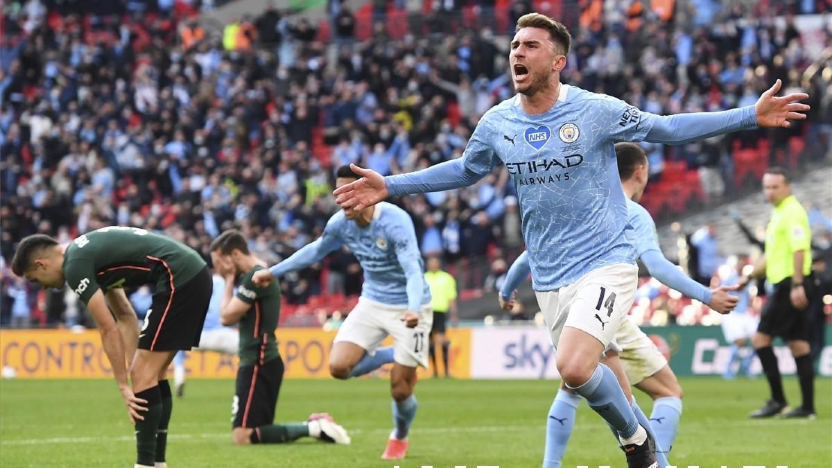 Aymeric Laporte, celebrando un gol con el City