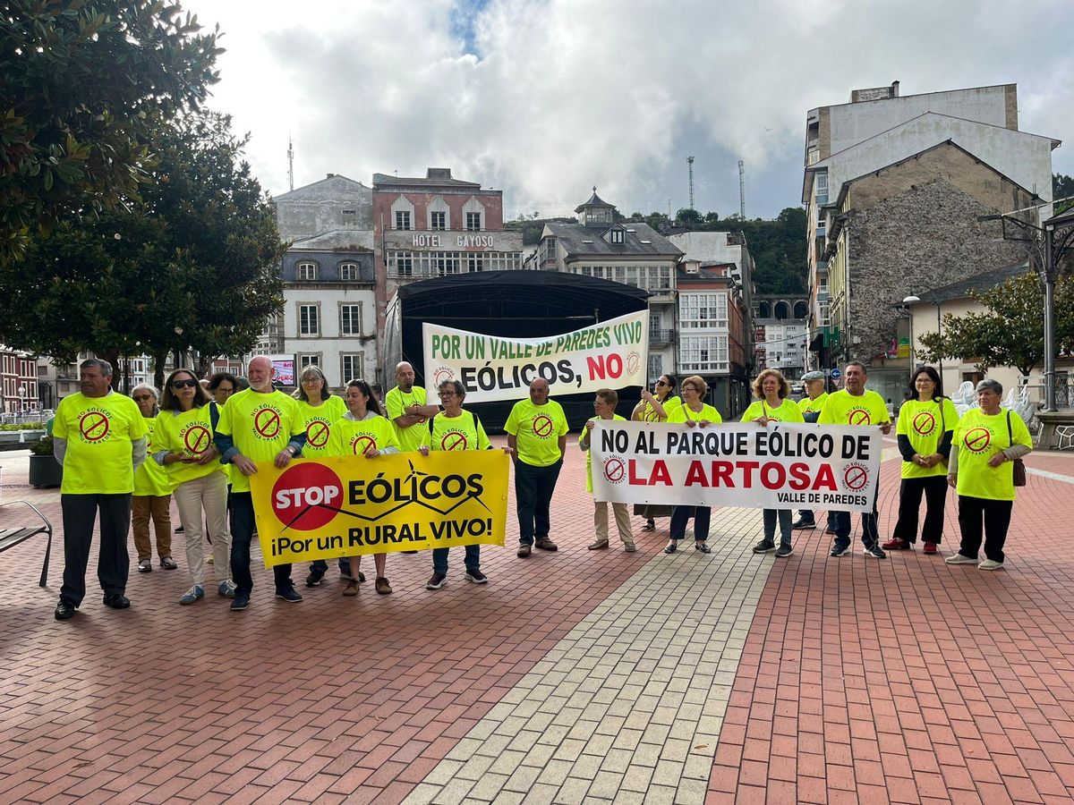 El grupo de vecinos concentrados en Luarca.