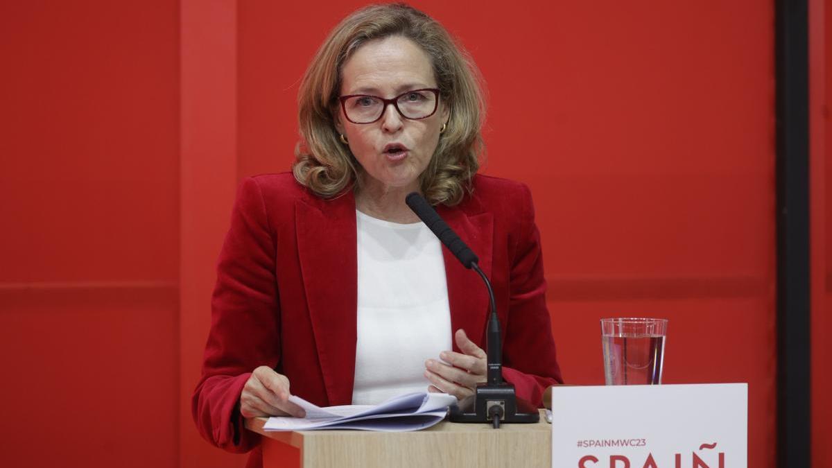 La vicepresidenta Calviño, en el Mobile World Congress.