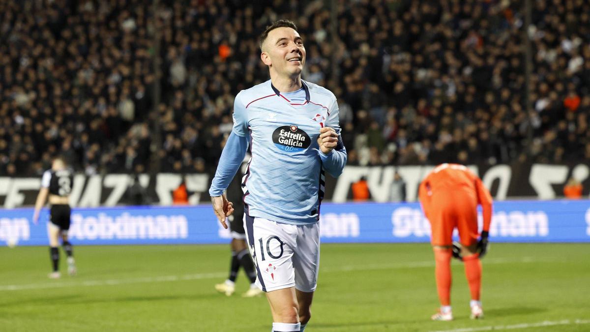 Iago Aspas celebra su gol ante el PAOK en Europa League el pasado 19 de febrero.
