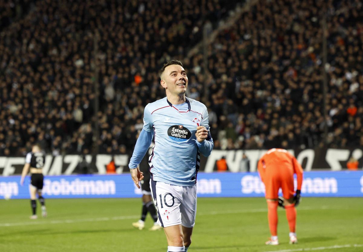 Iago Aspas celebra su gol ante el PAOK en Europa League el pasado 19 de febrero.