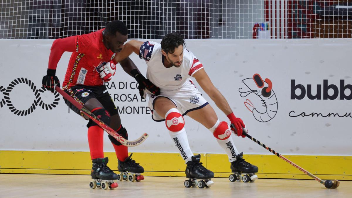 La selección de Estados Unidos de hockey patines, durante el Mundial