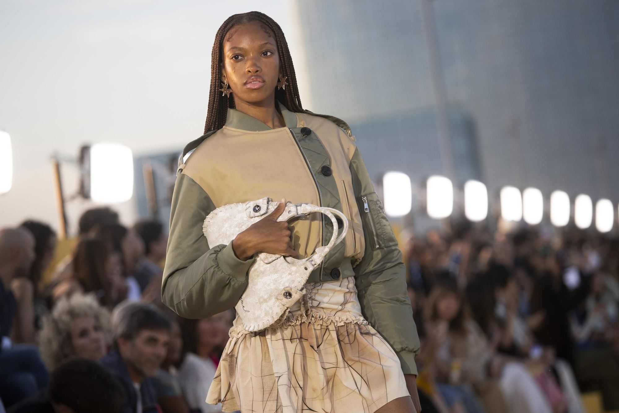 A model presents a creation by Desigual during the fashiown show on occasion of the brand's 40th anniversary, in Barcelona, Spain, 06 June 2024. EFE/ Marta Perez