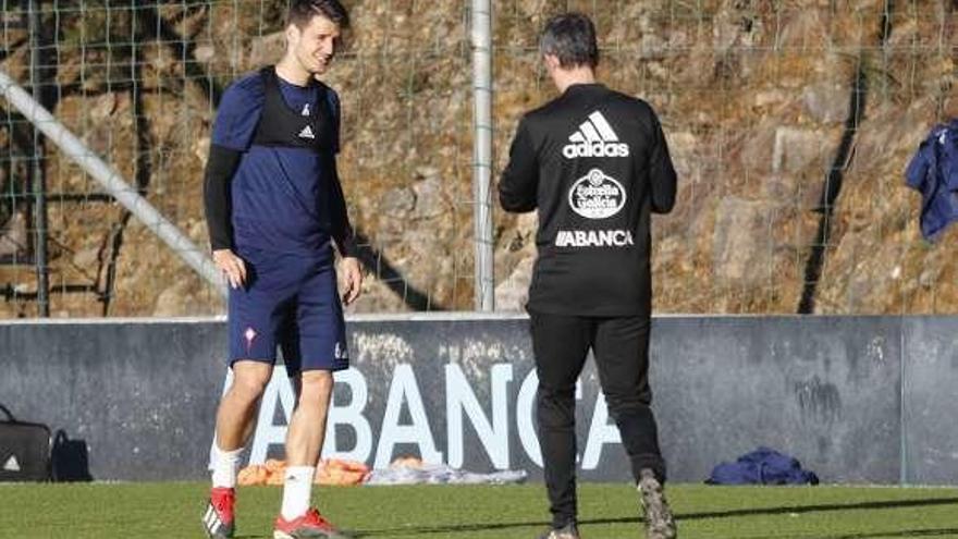 Radoja, durante un entrenamiento en A Madroa. // José Lores