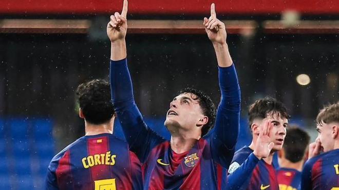 Joaquín Delgado da la victoria al Barça Atlètic anotando un doblete