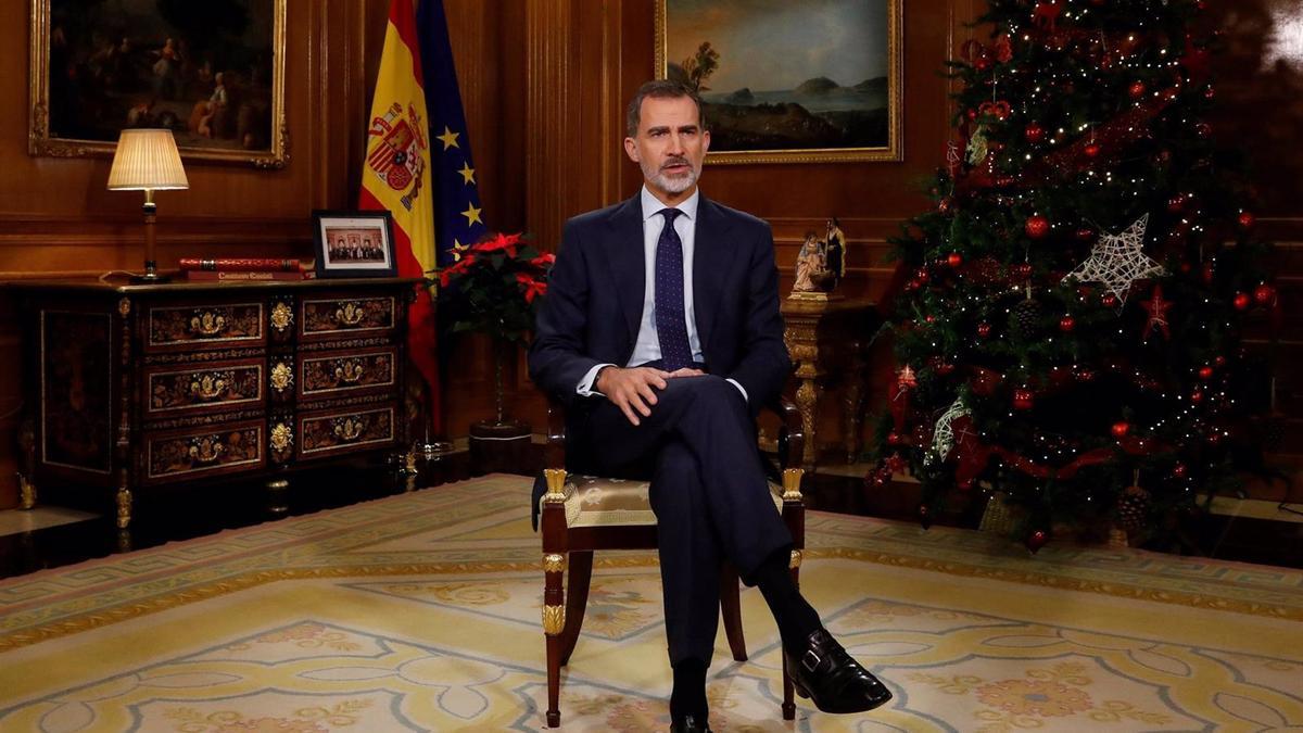 Felipe VI, durante uno de sus discursos de Navidad.