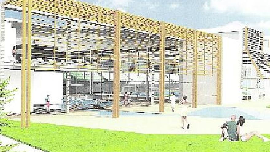 Imatge virtual del projecte constructiu inicial de la piscina municipal coberta de Lloret.